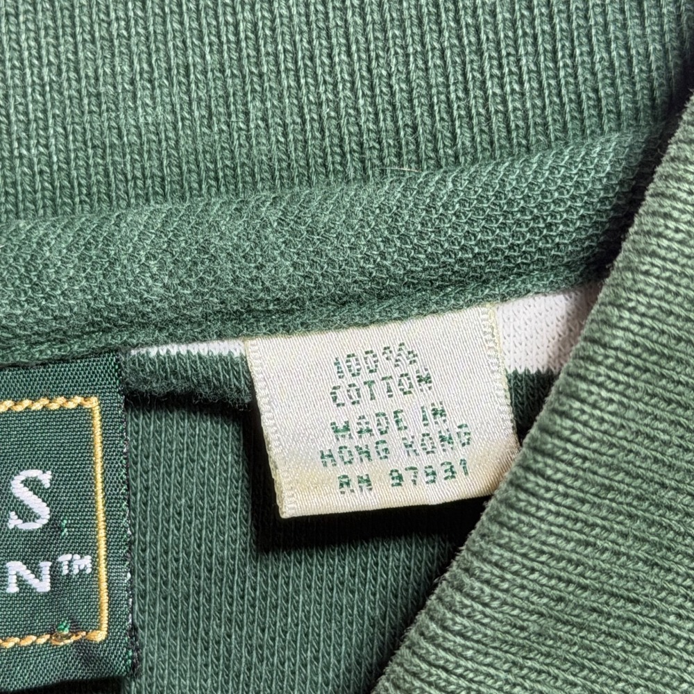 Vintage Masters Collection Golf Polo Mens L Green White Striped Cotton 90s Logo - Picture 13 of 13